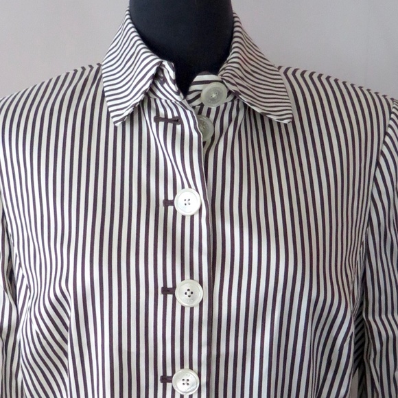 Vintage Lauren Ralph Lauren Women's Striped Jacket Blazer, Cotton/Silk - Picture 2 of 10